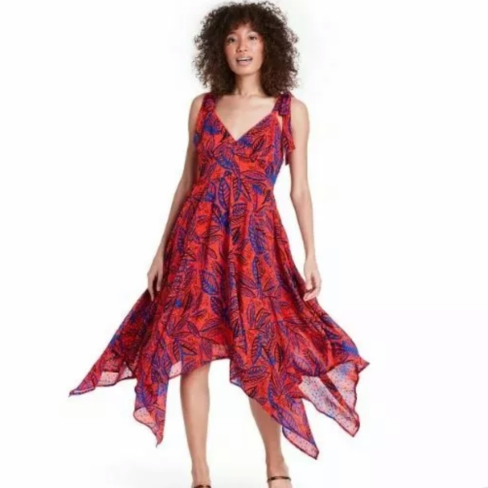 Vibrant Red and Blue Women's Dress